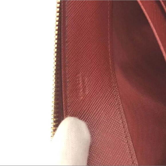 PRADA Saffiano Leather Flower Pearl Long Zip Around Wallet Red w/ Orange flowers - Picture 8 of 8
